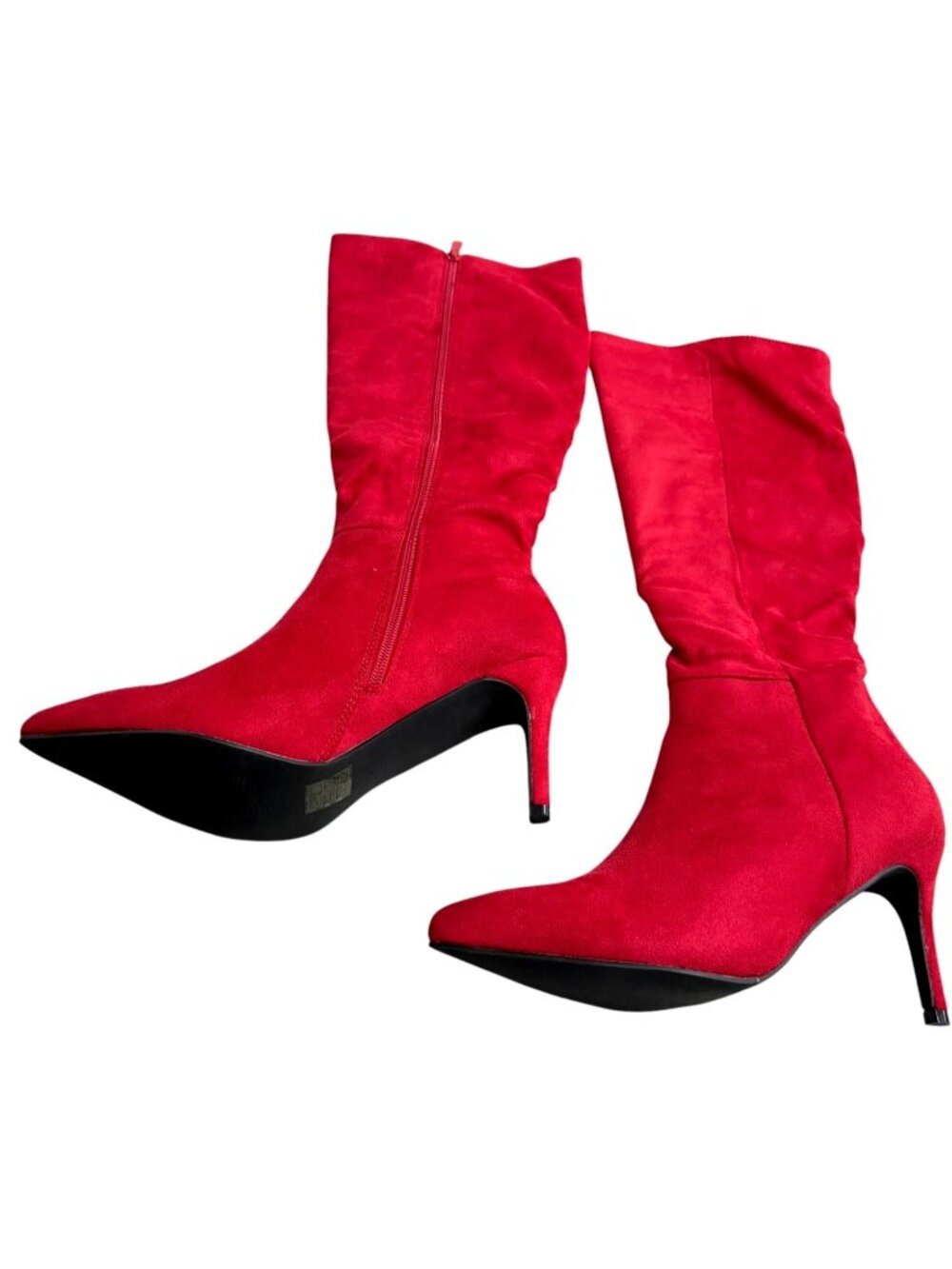 Allegra K Red Women's Stiletto‎ Heel Mid-Calf Boots SZ 8